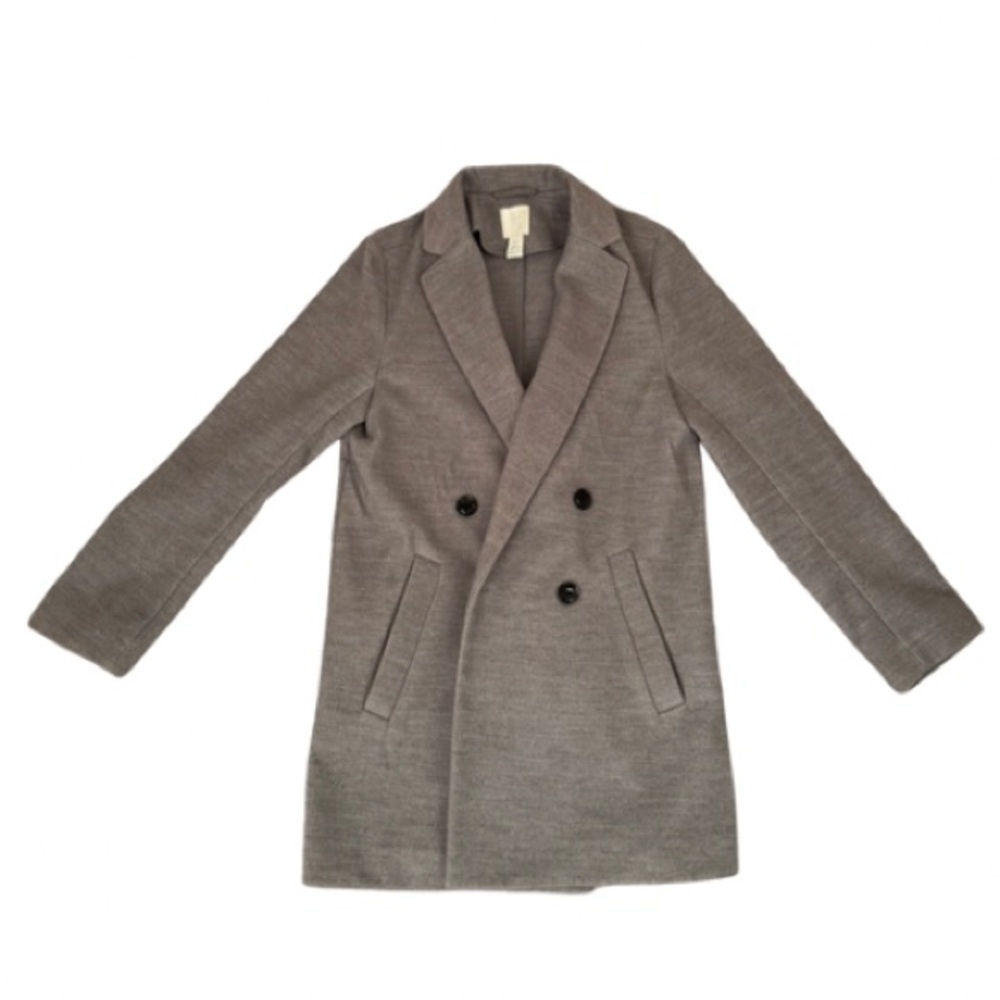 Grey Longline Double-Breasted Coat